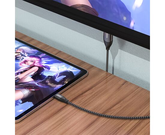  Видеокабель HOCO UA16 HDMI (m) - Type-C (m), 2 м, серый металлик 