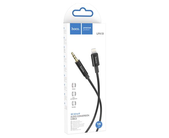  Аудиокабель HOCO UPA19 AUX Jack 3.5 (m) - Lightning (m), 1 м, черный 