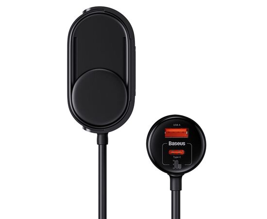  Автомобильное зарядное устройство BASEUS High Efficiency Pro, 1xUSB + 1xUSB-C с разветвителем 2 прикуриватель, 3A, 30W, черный 