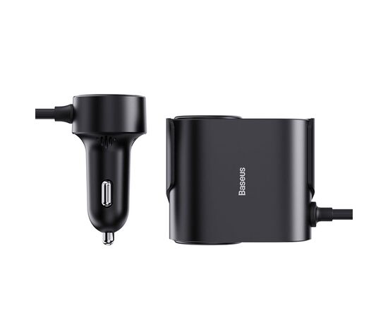  Автомобильное зарядное устройство BASEUS High Efficiency Pro, 1xUSB + 1xUSB-C с разветвителем 2 прикуриватель, 3A, 30W, черный 
