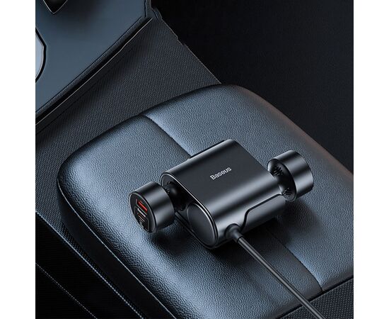  Автомобильное зарядное устройство BASEUS High Efficiency Pro, 1xUSB + 1xUSB-C с разветвителем 2 прикуриватель, 3A, 30W, черный 