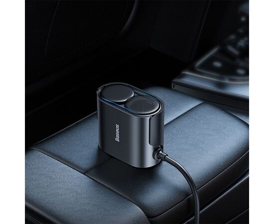  Автомобильное зарядное устройство BASEUS High Efficiency Pro, 1xUSB + 1xUSB-C с разветвителем 2 прикуриватель, 3A, 30W, черный 