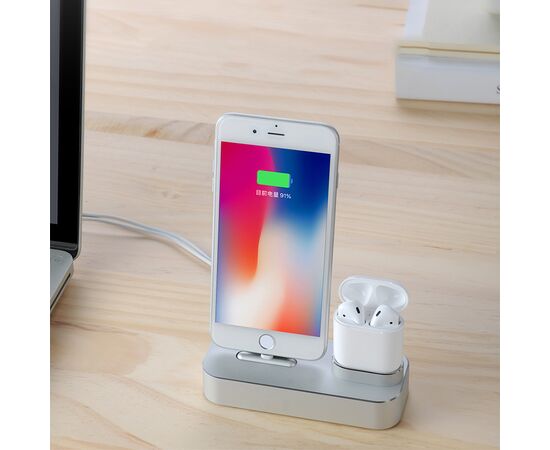  Настольная зарядная станция COTEetCI CS7205-GY Base 22 2-in-1 для iPhone+Airpods, серый 