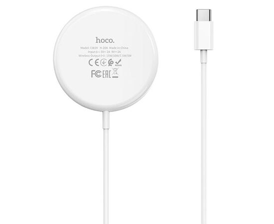  Беспроводное зарядное устройство MagSafe HOCO CW29 Magnetic, 5W/7.5W/10W/15W, белый 