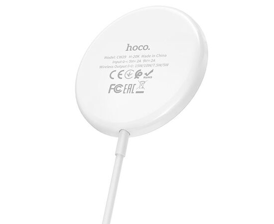  Беспроводное зарядное устройство MagSafe HOCO CW29 Magnetic, 5W/7.5W/10W/15W, белый 