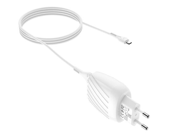  Сетевое зарядное устройство HOCO C78A Max energy 2xUSB с Кабелем USB - Micro, 2.4A, 10.8W, белый 