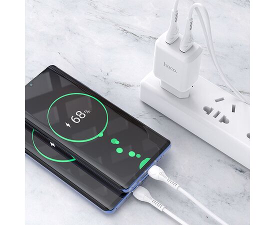  Сетевое зарядное устройство HOCO N7 Speedy 2xUSB, 2.1A, 10.8W, белый 