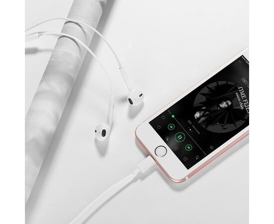  Проводные наушники HOCO L7 Plus Original, Lightning, 1.2 м, белый 
