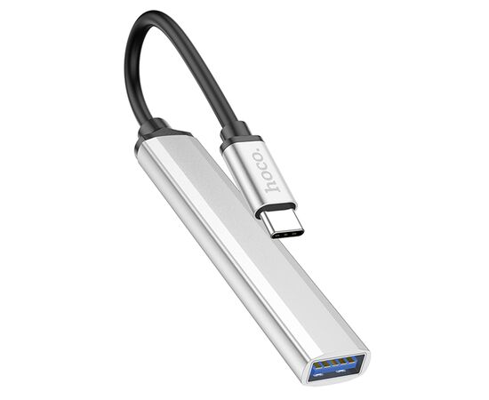  USB HUB разветвитель HOCO HB26 4 в 1 Type-C (m) - USB3.0 (f) + 3xUSB2.0 (f), серебристый 