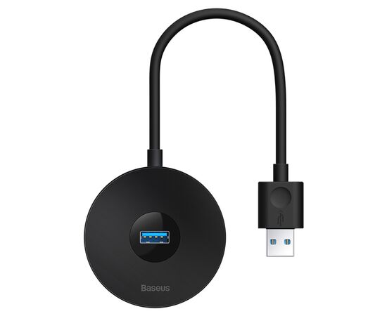  USB HUB разветвитель BASEUS Round Box 4 в 1 USB3.0 (m) - 1xUSB3.0 (f) + 3xUSB2.0 (f), 25 см, черный 