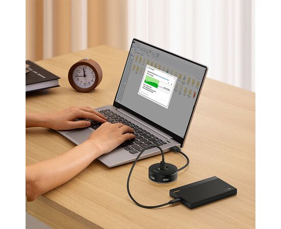  USB HUB разветвитель BASEUS Round Box 4 в 1 USB3.0 (m) - 1xUSB3.0 (f) + 3xUSB2.0 (f), 25 см, черный 