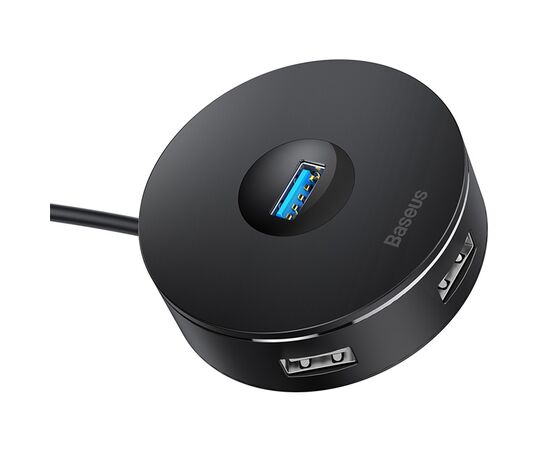  USB HUB разветвитель BASEUS Round Box 4 в 1 USB3.0 (m) - 1xUSB3.0 (f) + 3xUSB2.0 (f), 25 см, черный 