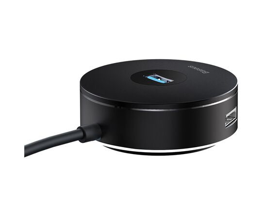  USB HUB разветвитель BASEUS Round Box 4 в 1 USB3.0 (m) - 1xUSB3.0 (f) + 3xUSB2.0 (f), 25 см, черный 
