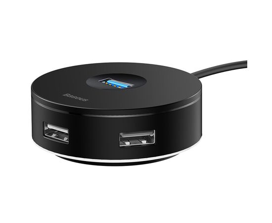  USB HUB разветвитель BASEUS Round Box 4 в 1 USB3.0 (m) - 1xUSB3.0 (f) + 3xUSB2.0 (f), 25 см, черный 