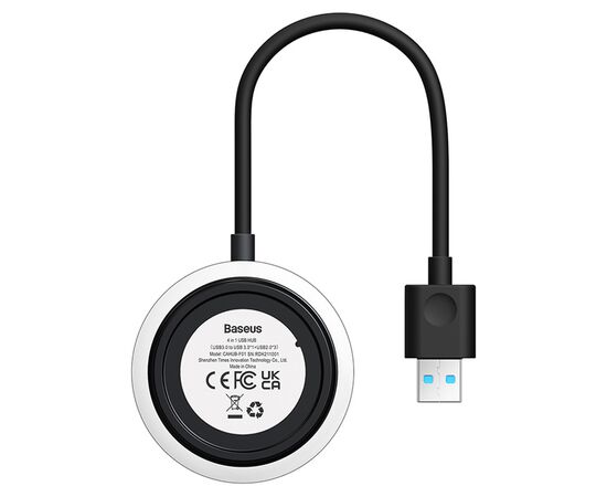  USB HUB разветвитель BASEUS Round Box 4 в 1 USB3.0 (m) - 1xUSB3.0 (f) + 3xUSB2.0 (f), 25 см, черный 