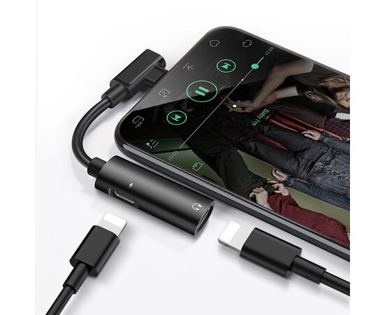  Переходник HOCO LS18, Lightning - Dual Lightning, 2А, черный 