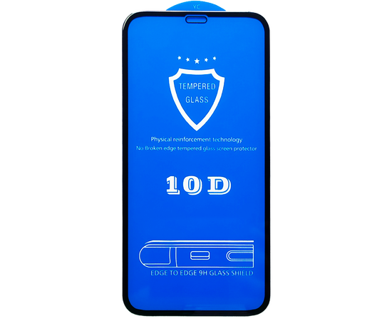  Защитное стекло 10D для iPhone 12/12 Pro 6.1", Full Glue 3D, прозрачный+черная рамка 