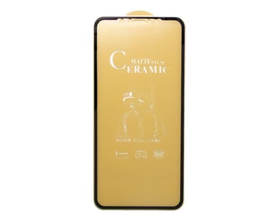  Защитная пленка Ceramics для iPhone 14 Pro Max 6.7", гибкое матовое, прозрачный+черная рамка 
