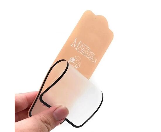  Защитная пленка Ceramics для iPhone 14 Pro Max 6.7", гибкое матовое, прозрачный+черная рамка 