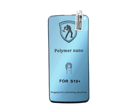  Защитная пленка Polymer nano для Samsung S10+, Full Glue 3D, чувствителен к отпечатку, прозрачный+черная рамка 