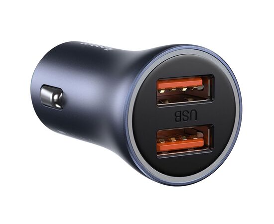  Автомобильное зарядное устройство BASEUS Golden Contactor Pro Dual, 2xUSB с Кабелем USB - Type-C, 5A, 40W, темно-серый 