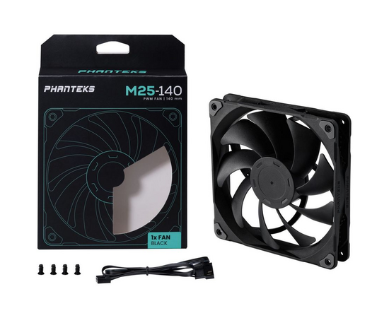  Вентилятор PHANTEKS M25 Black (PH-F140M25_PWM_BBK01_RU) 140x140x25мм (PWM, 400-1800 об/мин, 36.57dBa) 