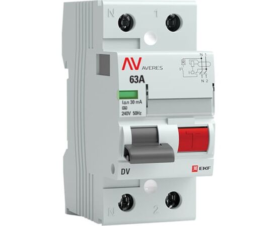  УЗО EKF Averes DV 2P (rccb-2-63-30-a-av) 63А/30мА (A) 