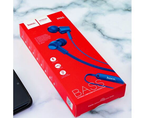  Наушники HOCO M86 Oceanic universal earphones with mic (синий) 
