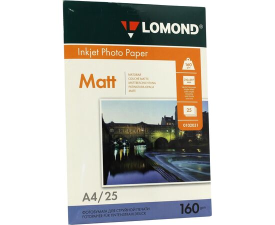  Фотобумага Lomond 0102031 A4/160г/м2/25л./белый матовое для струйной печати 