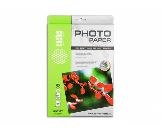  Фотобумага Cactus CS-GA4200100 A4/200г/м2/100л/белый глянцевое для струйной печати 