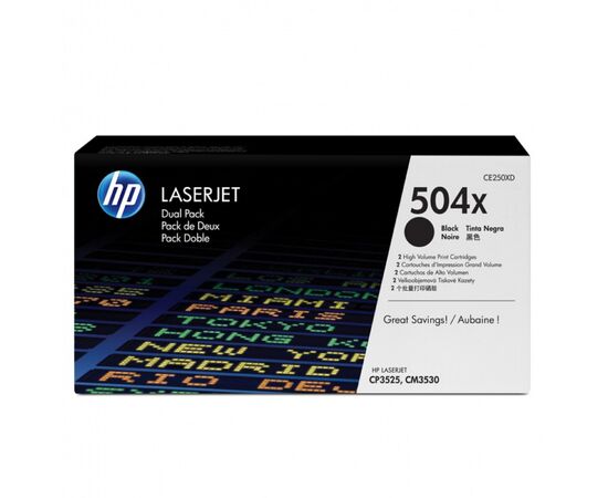  Картридж лазерный HP 504X CE250XD черный x2упак. (21000стр.) для HP CLJ CP3525/CM3530 