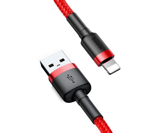  Кабель USB - Lightning Baseus cafule Cable 2.4A 1m, нейлон CALKLF-B09 (Red) 