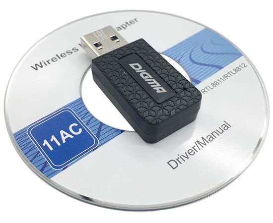  Сетевой адаптер Digma (DWA-AC1300C) AC1300/USB 3.0/WiFi (ант.внутр.) 1ант. 