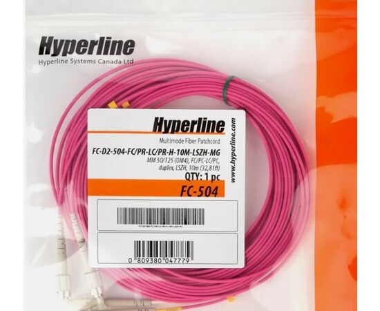 Патч-корд HYPERLINE FC-D2-504-LC/PR-LC/PR-H-5M-LSZH-MG волоконно-оптический MM 50/125, OM4, LC-LC, duplex, 10G/40G, LSZH, 5м (050571) 