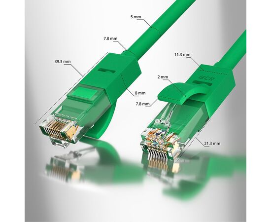  Патч-корд Greenconnect GCR-LNC05-1.0m прямой 1.0m, UTP кат.5e, зеленый, позолоченные контакты, 24 RJ45(m) - Cat. 5e U/UTP PVC 1м AWG, литой 