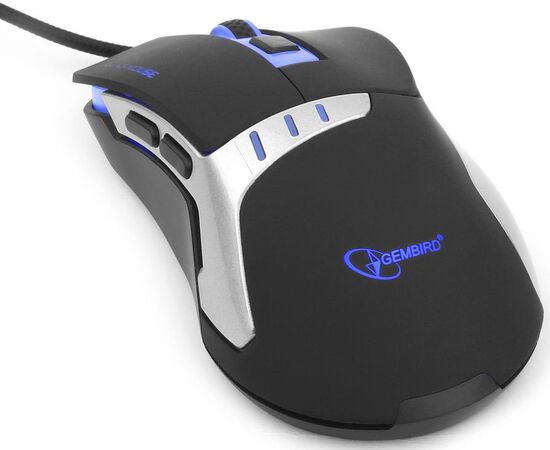  Мышь Gembird MG-520 Gamer, USB, 6 кн., 3200 dpi, 1000 Гц, подсветка, ПО для создания макросов 