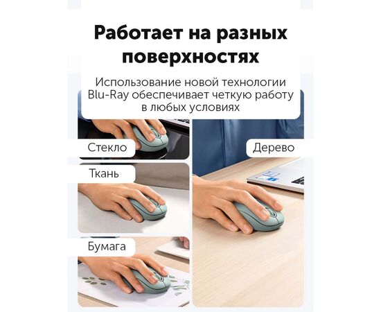  Мышь Ugreen MU105 (90672) 2.4G Portable Wireless Mouse Celadon Green 