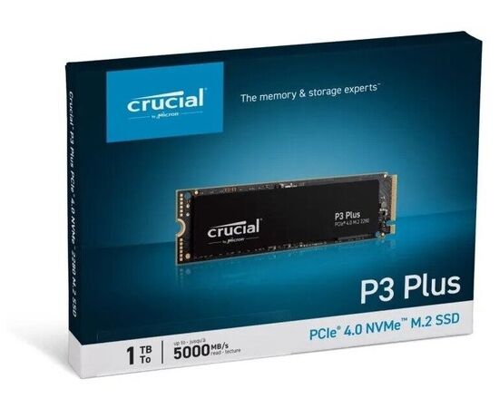  SSD Crucial P3 Plus (CT1000P3PSSD8) M.2 1.0Tb (PCI-E 4.0 x4, up to 5000/3600MBs, 3D NAND, NVMe, 220TBW, 22х80mm) 