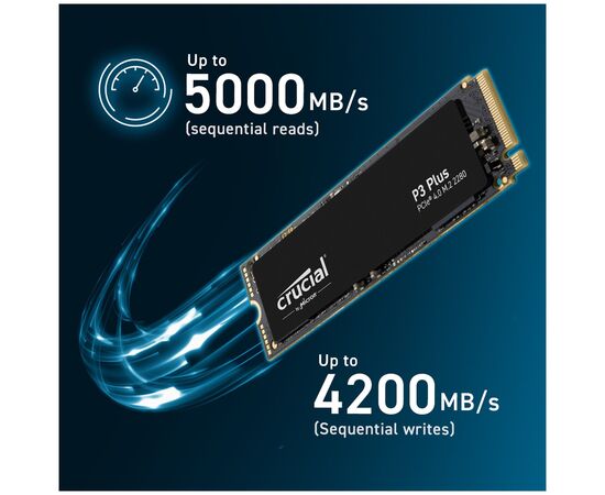 SSD Crucial P3 Plus (CT1000P3PSSD8) M.2 1.0Tb (PCI-E 4.0 x4, up to 5000/3600MBs, 3D NAND, NVMe, 220TBW, 22х80mm) 