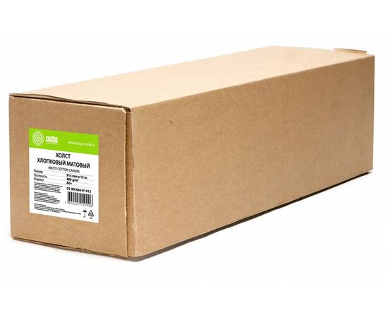  Холст Cactus CS-MC400-91415 36" A0 914мм-15.2м/400г/м2/белый хлопок для струйной печати втулка 50.8мм 2" 