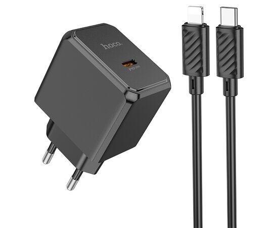  Сетевое зарядное устройство HOCO CS15A Ocean 1xUSB-C с Кабелем Type-C - Lightning, 30W, черный 