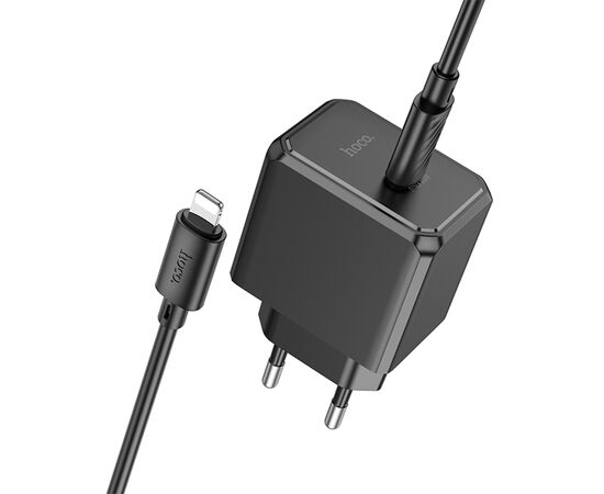  Сетевое зарядное устройство HOCO CS15A Ocean 1xUSB-C с Кабелем Type-C - Lightning, 30W, черный 