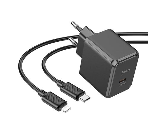  Сетевое зарядное устройство HOCO CS15A Ocean 1xUSB-C с Кабелем Type-C - Lightning, 30W, черный 