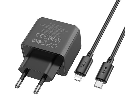  Сетевое зарядное устройство HOCO CS15A Ocean 1xUSB-C с Кабелем Type-C - Lightning, 30W, черный 