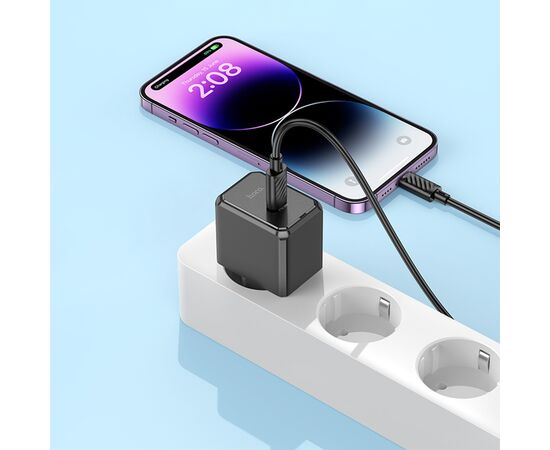  Сетевое зарядное устройство HOCO CS15A Ocean 1xUSB-C с Кабелем Type-C - Lightning, 30W, черный 