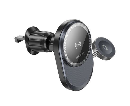 Автомобильный держатель BOROFONE BH219 Fine, магнитный с беспроводной зарядкой, 15W, на воздуховод, черный 