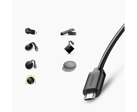  Адаптер UGREEN 30985 Micro USB 2.0 To 100Mbps Ethernet Adapter For Chromecast And Micro TV Sticks Black 