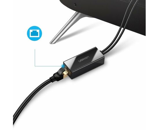  Адаптер UGREEN 30985 Micro USB 2.0 To 100Mbps Ethernet Adapter For Chromecast And Micro TV Sticks Black 