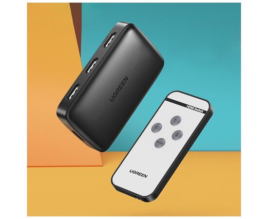  Переключатель UGREEN CM332 80125 HDMI Switcher 3 In 1 Out 4K@30HZ Grey 