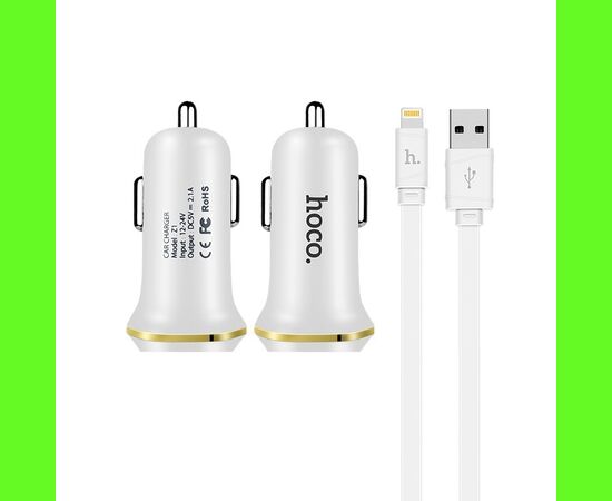  АЗУ 2USB 2.1A для Lightning 8-pin Hoco Z1 (White) 